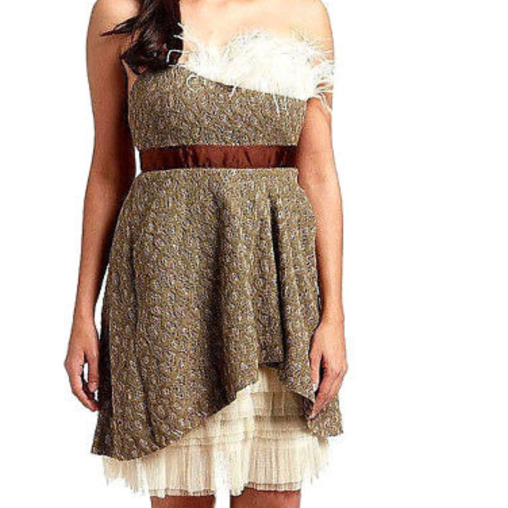 FEATHER Top Empire Waist PARTY DRESS MeSH Ruffle